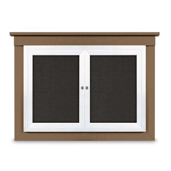 18"x24" 1-Door Enclosed Letterboard, Header, Blue Vinyl/Walnut